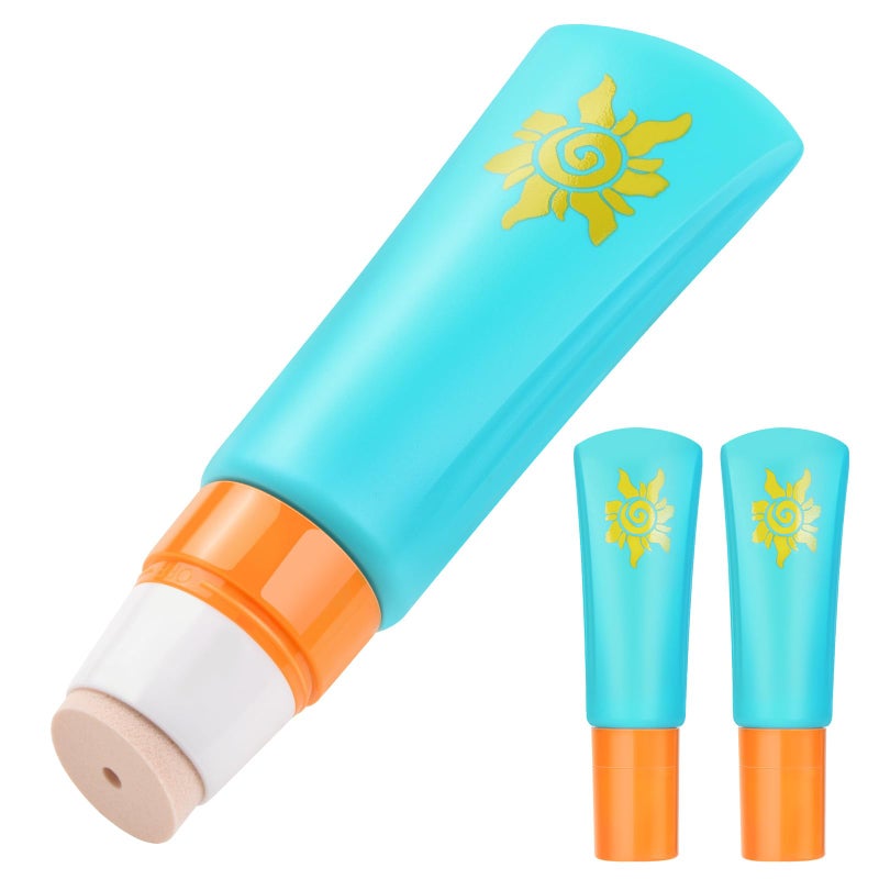 MONVIE Sunscreen Applicator  Refillable and Spill Proof Kids Sunscreen Lotion Applicator with Soft Foam Sponge For Kids  Adults & Families  Summer and Vacation Essentials 2Pcs Blue - Image 1